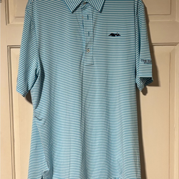 Ralph. Lauren RLX The Reserve At Lake Keowee Golf Polo  Size XL Teal Striped - Picture 4 of 7